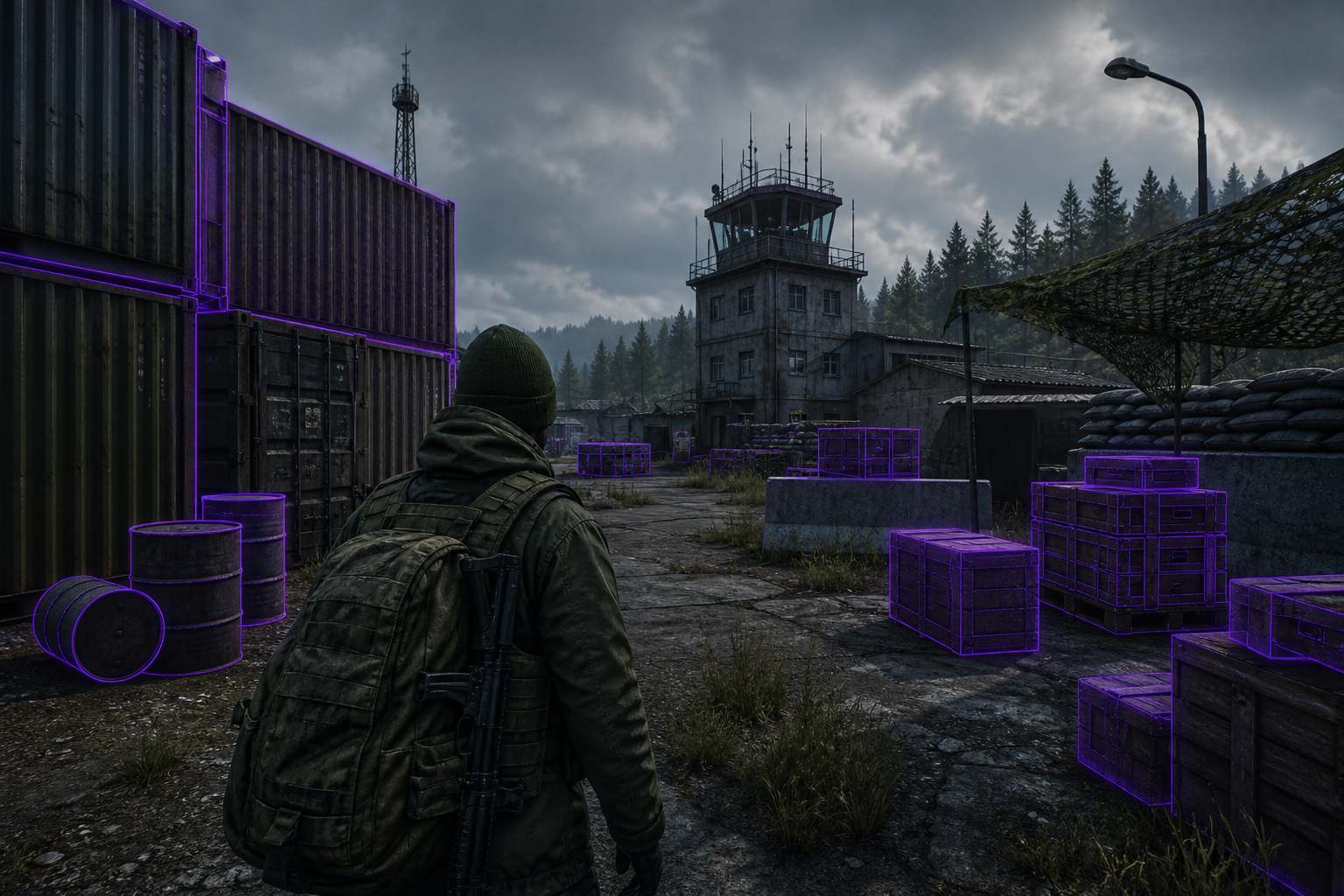 Container ESP highlighting crates along a scavenging route