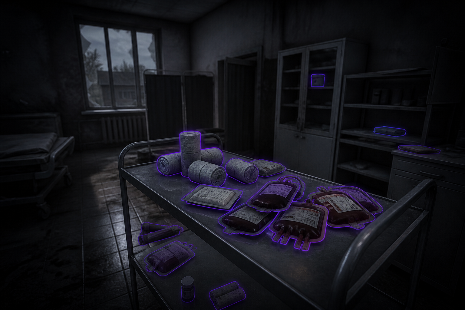 Hospital interior with medical loot ESP highlights