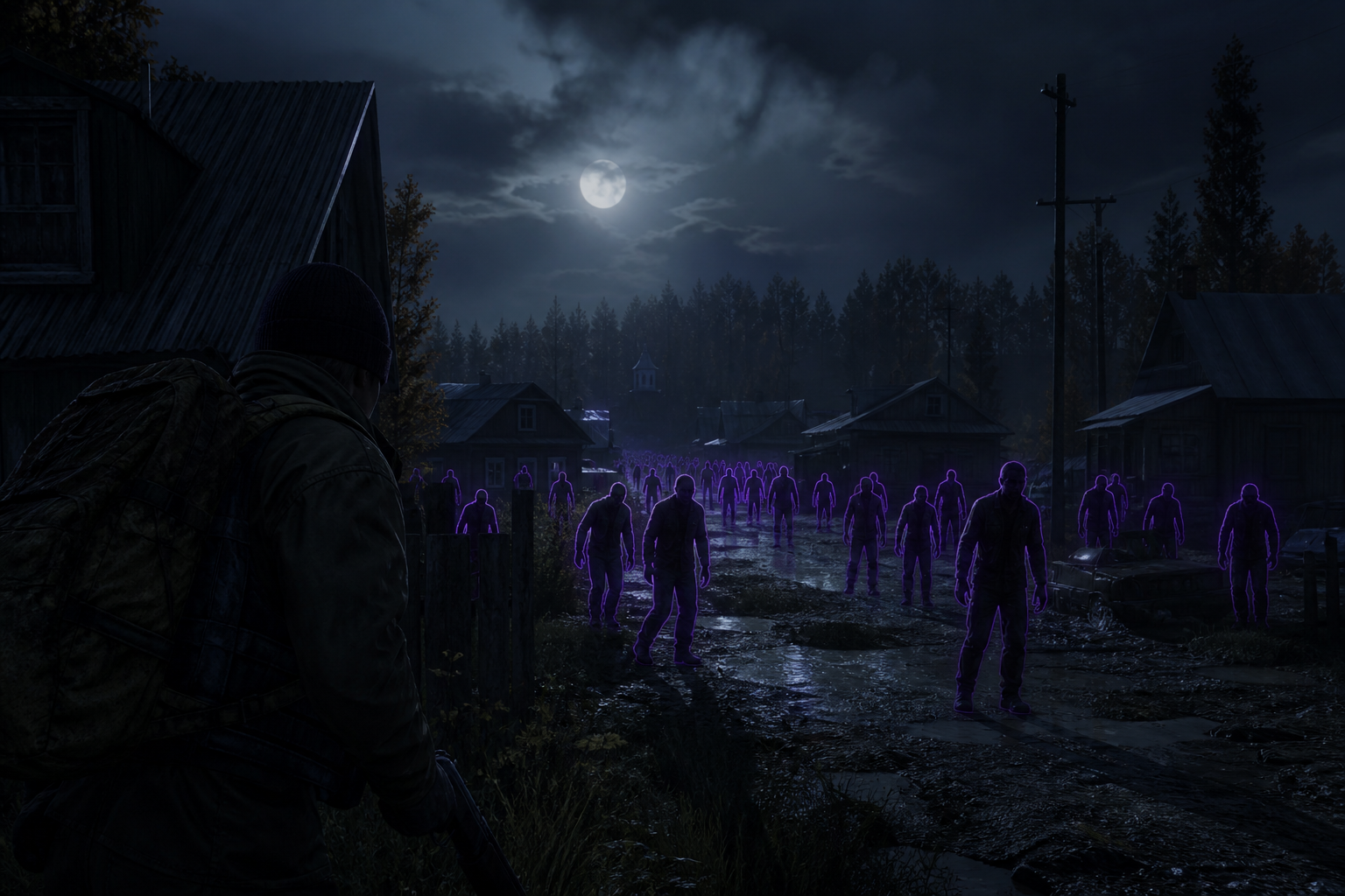 Infected ESP markers around zombies in a DayZ town