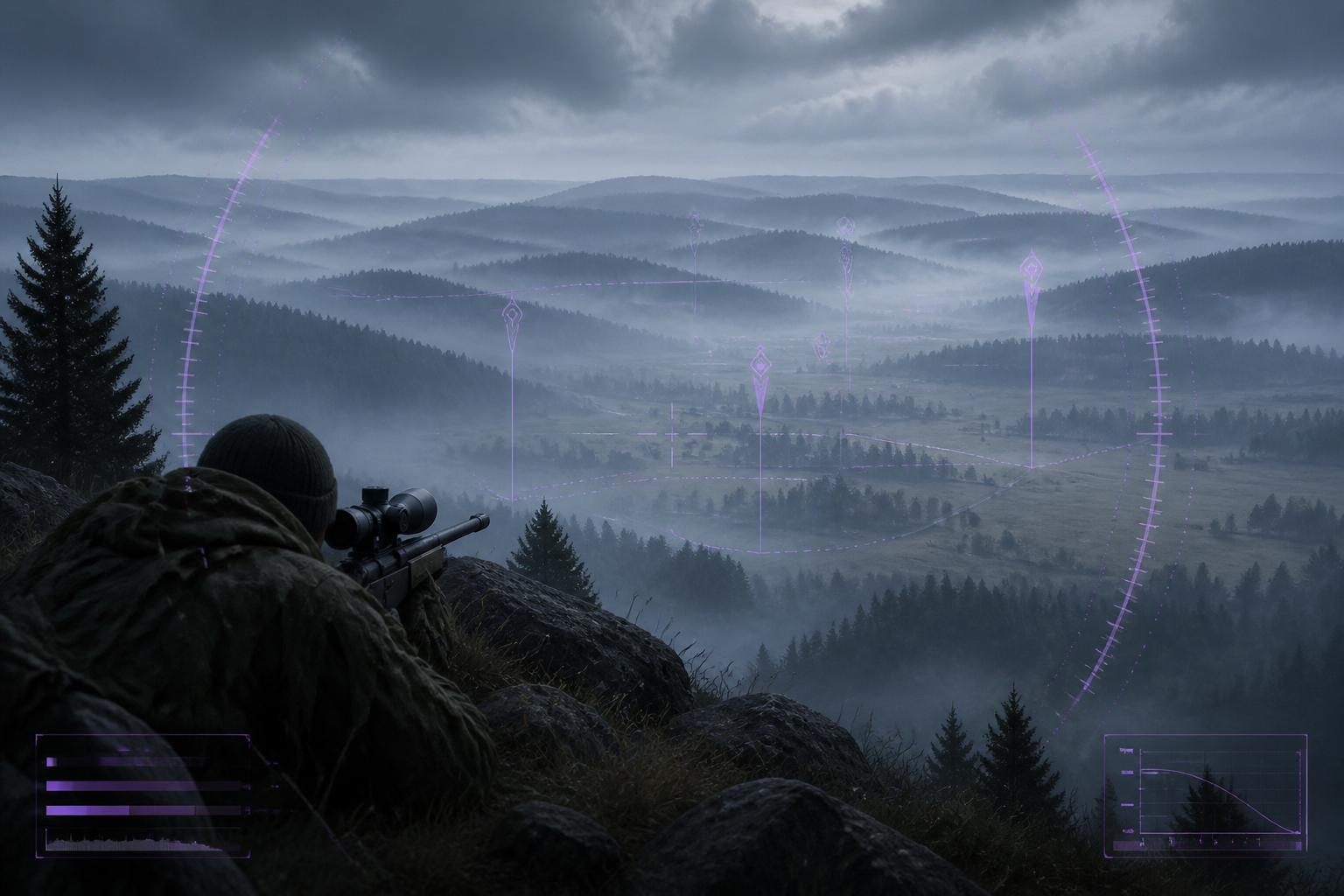 Sniper scope view with tight aimbot FOV ring