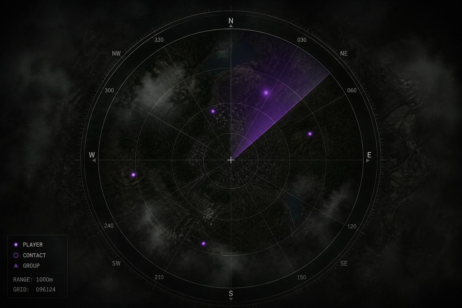 DayZ 2D radar minimap style overlay