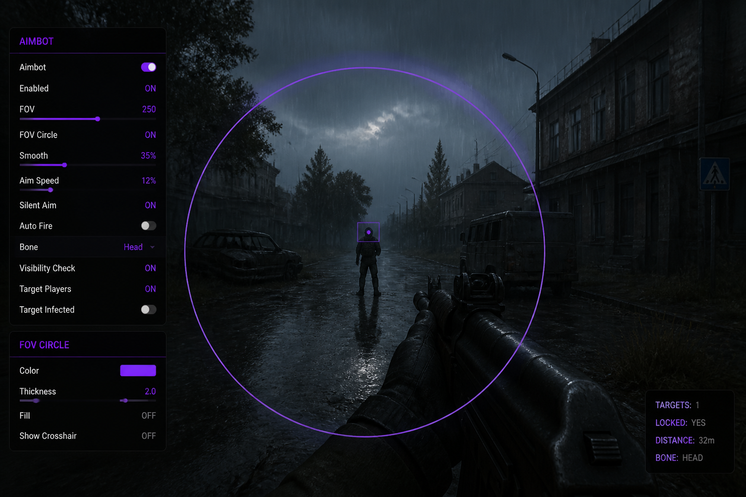 DayZ FOV circle aimbot settings mockup