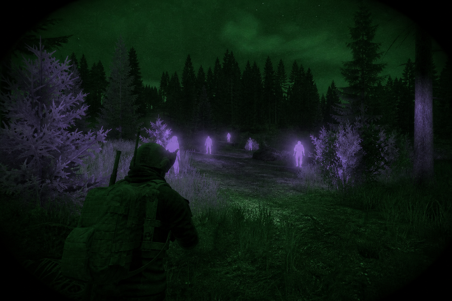 DayZ night vision ESP forest scene